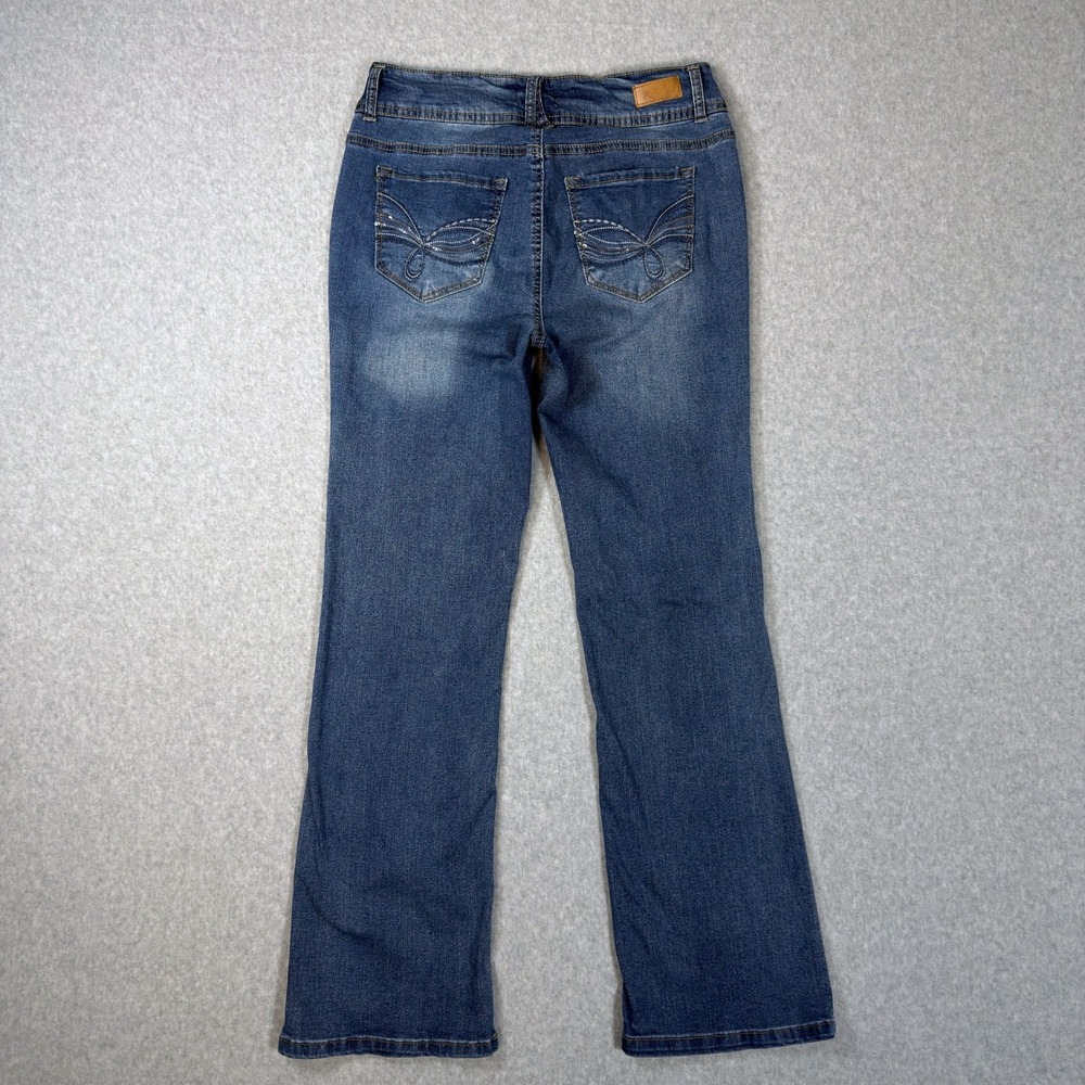 Angels Forever Young Everflex Curvy Bootcut Jeans Medium Wash Sequin Pockets 8 - Picture 4 of 12